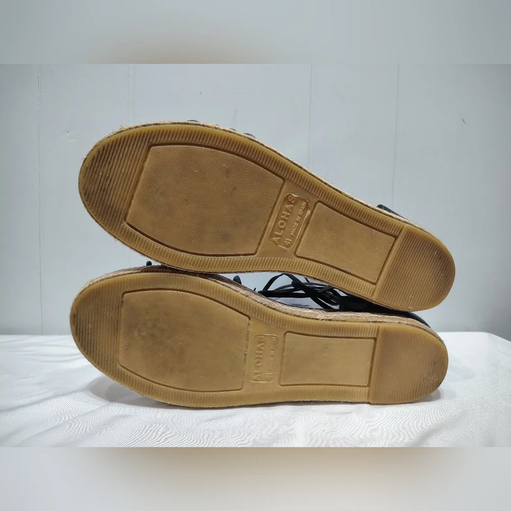 ALOHAS Wanderer Espadrille Sandals Leather Black Size 10 Anthropologie